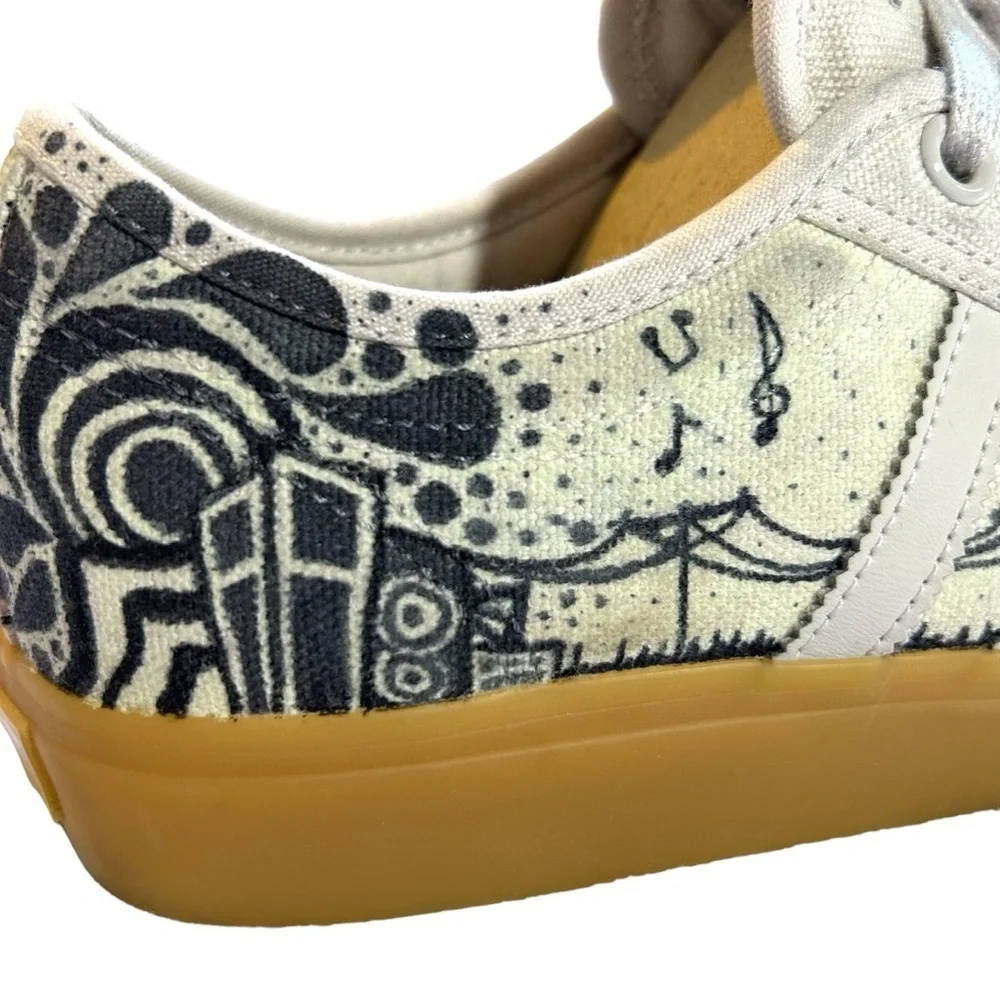 Adidas Nizza Platform Shoes Rare Unique Lemony Cream Color w/ Music Graphics